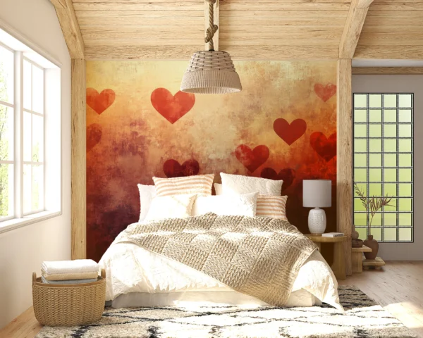 Papier Peint Romantique Cœurs Rouges Texture Vintage Grunge – Gallery