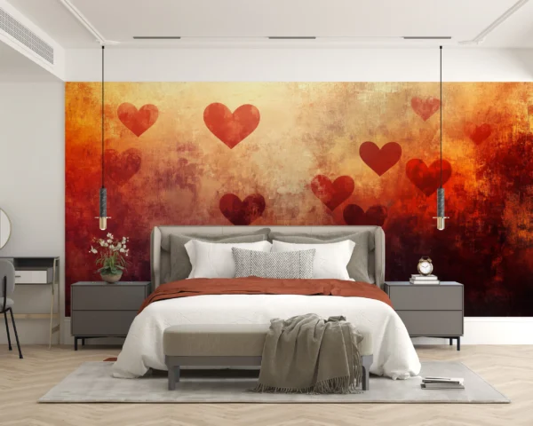 Papier Peint Romantique Cœurs Rouges Texture Vintage Grunge – Gallery