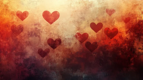 Papier Peint Romantique Cœurs Rouges Texture Vintage Grunge – Wallpaper