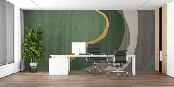 Papier Peint Scandinave Feuilles Stylisées Vert d’Eau – Gallery