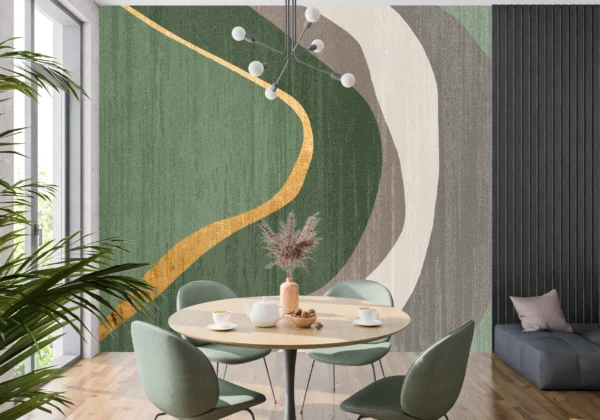 Papier Peint Scandinave Feuilles Stylisées Vert d’Eau – Gallery