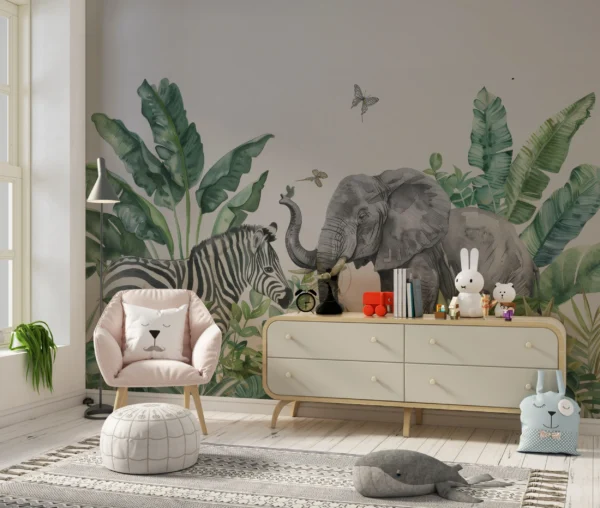 Papier Peint Scandinave Forêt Enneigée Bleu – Gallery
