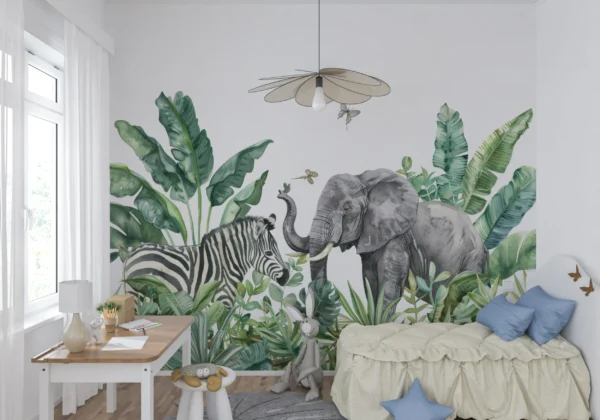 Papier Peint Scandinave Forêt Enneigée Bleu – Gallery