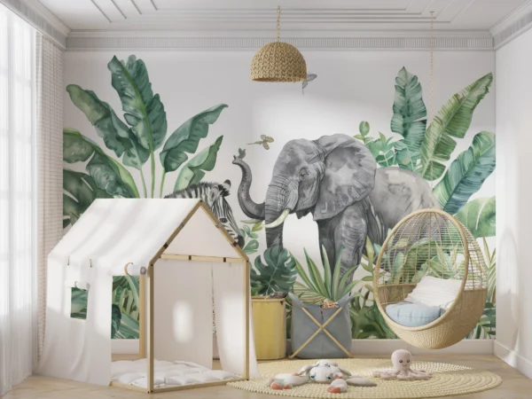 Papier Peint Scandinave Forêt Enneigée Bleu – Gallery