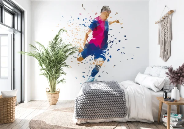 Papier peint sportif footballeur géométrique effet explosion coloré – Gallery