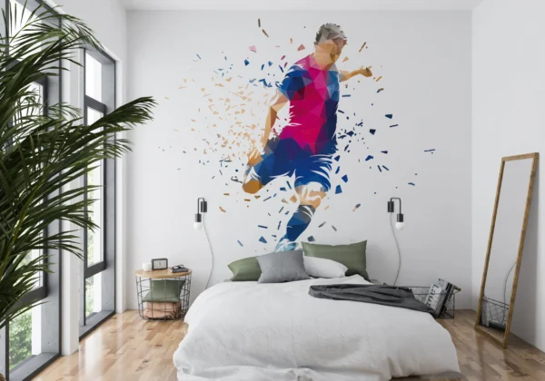 Papier peint sportif footballeur géométrique effet explosion coloré – Gallery