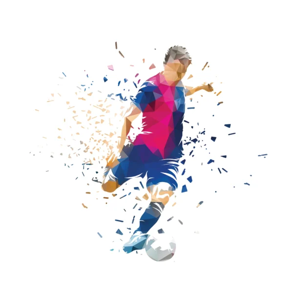 Papier peint sportif footballeur géométrique effet explosion coloré – Wallpaper