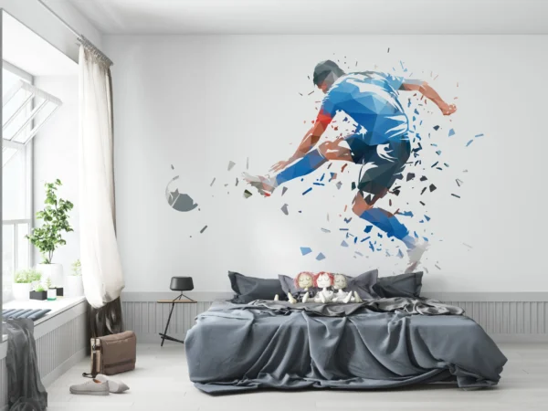 Papier Peint Sportif Runner Explosion Géométrique Bleu Rouge – Gallery