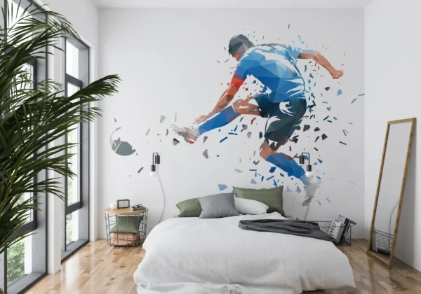 Papier Peint Sportif Runner Explosion Géométrique Bleu Rouge – Gallery