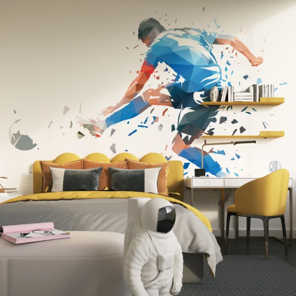 Papier Peint Sportif Runner Explosion Géométrique Bleu Rouge – Gallery