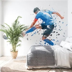 Papier Peint Sportif Runner Explosion Géométrique Bleu Rouge