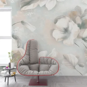 Papier peint floral élégant aux tons poudrés et nuances douces