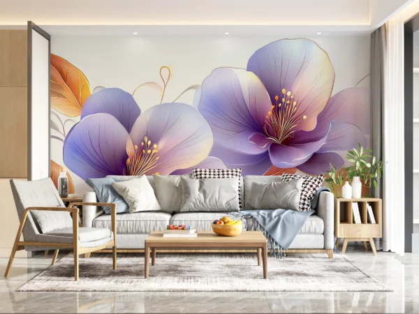 Papier Peint Tropical Contemporain Palmiers Beige – Gallery
