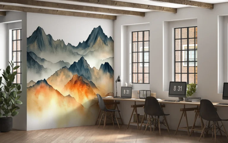 Papier Peint Tropical Contemporain Vert d’Eau – Main