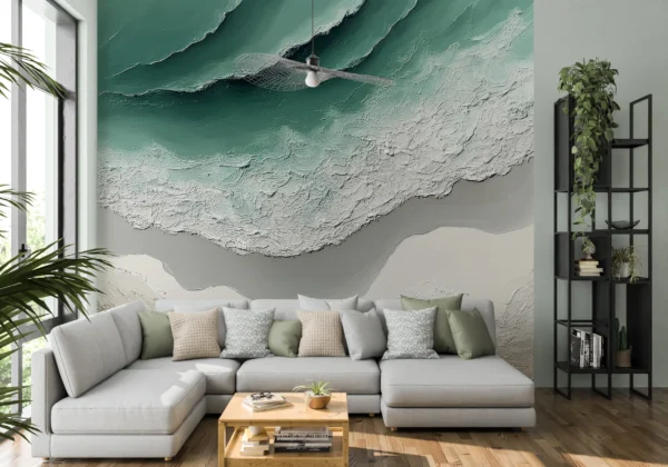 Papier Peint Végétal Contemporain Vert d’Eau – Gallery