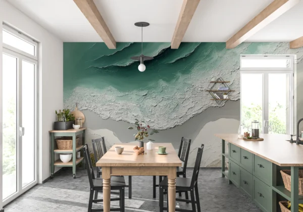 Papier Peint Végétal Contemporain Vert d’Eau – Gallery