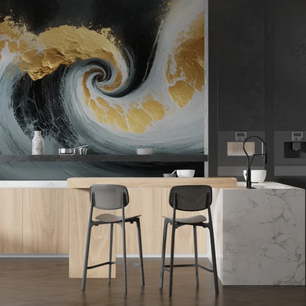 Papier Peint Végétal Élégant Bleu Marine – Gallery