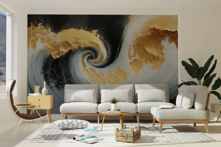 Papier Peint Végétal Élégant Bleu Marine – Main