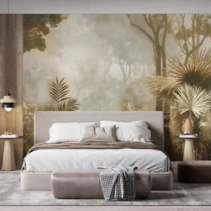 Papier peint jungle tropicale sépia ambiance safari vintage