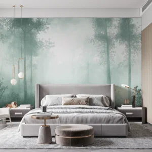 Papier Peint Forêt Enchantée Brume Matinale Atmosphère Mystérieuse