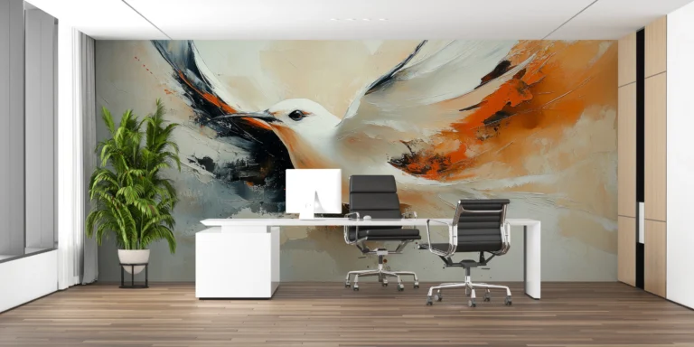 Papier Peint Végétal Minimaliste Beige Vert – Main