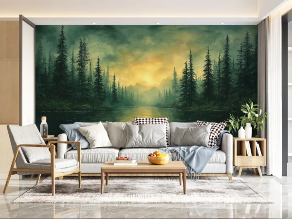 Papier Peint Végétal Scandinave Minimaliste Beige – Gallery
