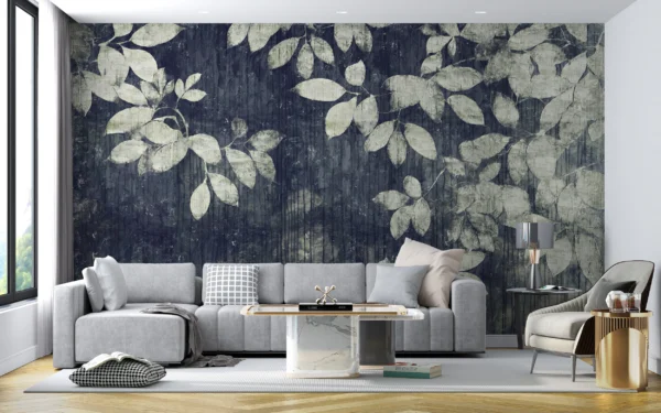 Papier Peint Végétation Contemporaine Vert Olive – Gallery