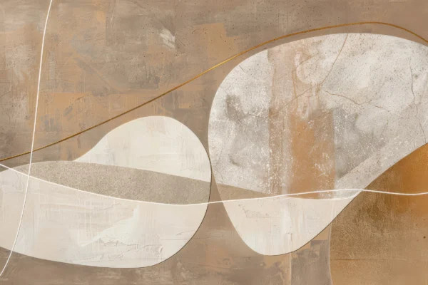 Papier Peint Abstrait Formes Organiques Textures Nuancées Beige Doré – Wallpaper