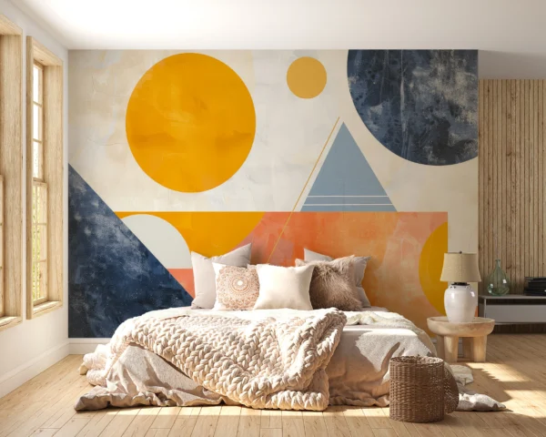 Papier Peint Abstrait Géométrique Coucher de Soleil Moderne – Gallery