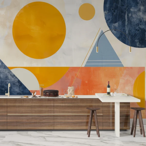 Papier Peint Abstrait Géométrique Coucher de Soleil Moderne – Gallery