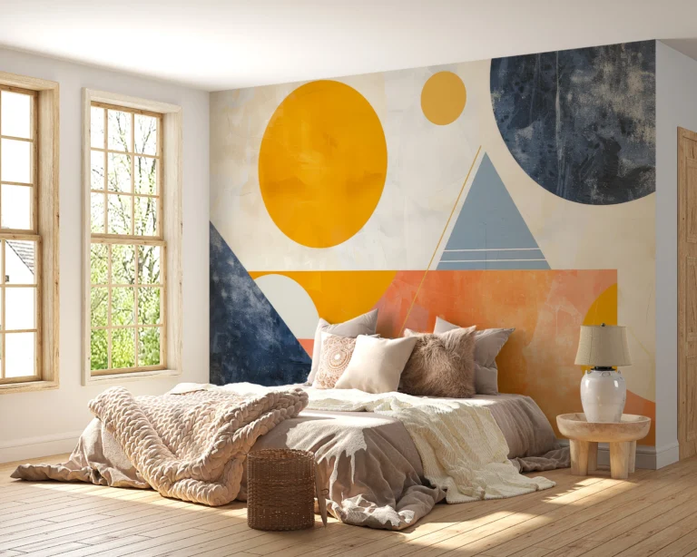 Papier Peint Abstrait Géométrique Coucher de Soleil Moderne – Main