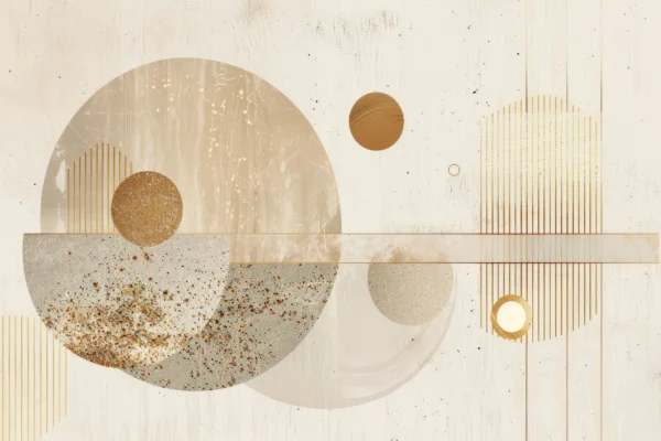 Papier Peint Abstrait Géométrique Doré et Beige Moderne – Wallpaper