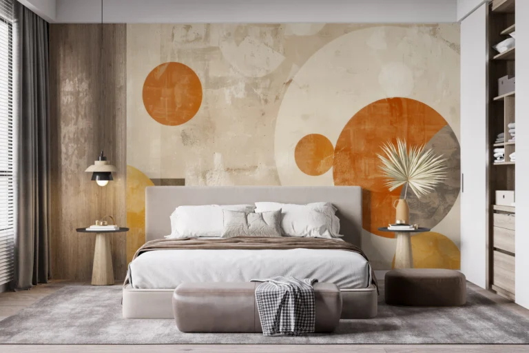 Papier peint abstrait géométrique moderne aux tons orangés et beiges vintage – Main