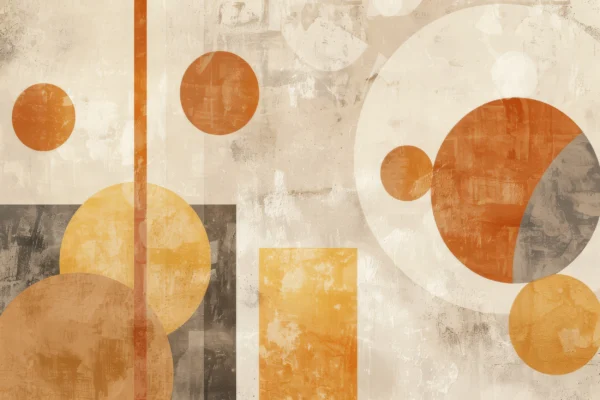 Papier peint abstrait géométrique moderne aux tons orangés et beiges vintage – Wallpaper