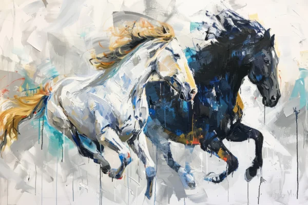 Papier Peint Chevaux Sauvages en Mouvement Style Abstrait Contemporain – Wallpaper