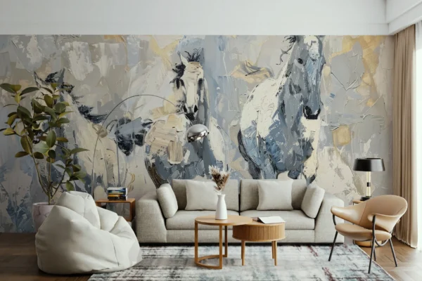 Papier peint chevaux artistiques style peinture à l’huile contemporaine – Gallery