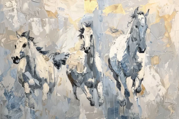 Papier peint chevaux artistiques style peinture à l’huile contemporaine – Wallpaper