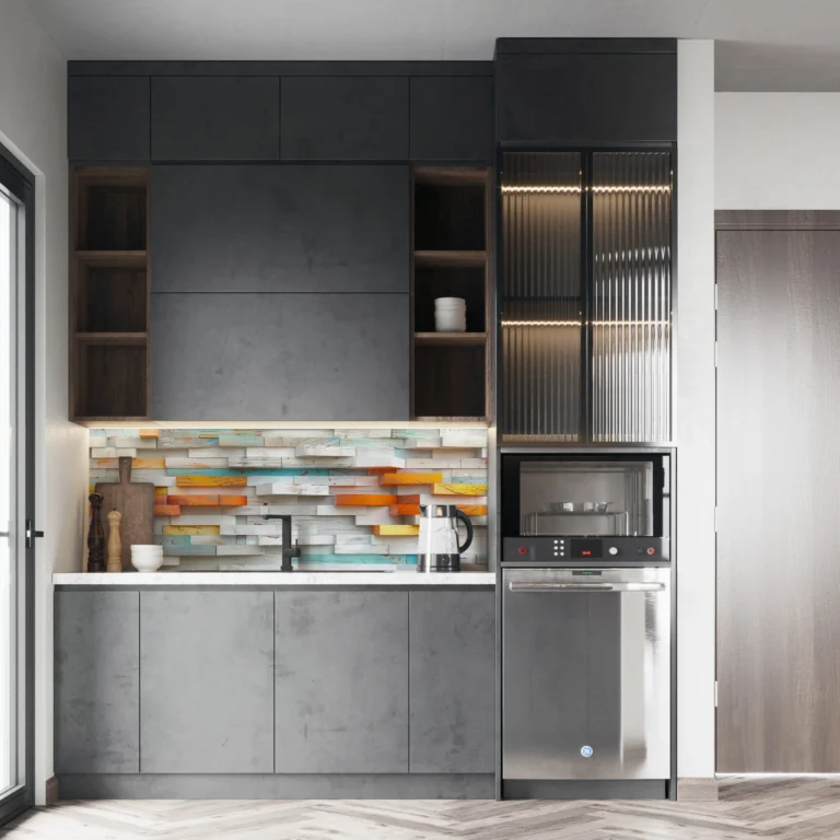 Papier Peint Effet Bois Coloré Relief Tridimensionnel Moderne – Main