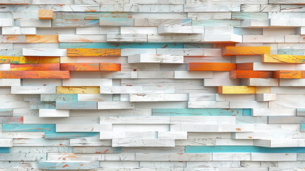Papier Peint Effet Bois Coloré Relief Tridimensionnel Moderne – Wallpaper