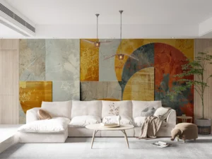 Papier Peint Géométrique Abstract Formes Organiques Textures Industrielles Vintage – Main