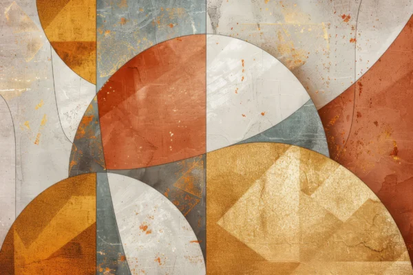 Papier peint abstrait géométrique aux tons ocre et dorés – Wallpaper