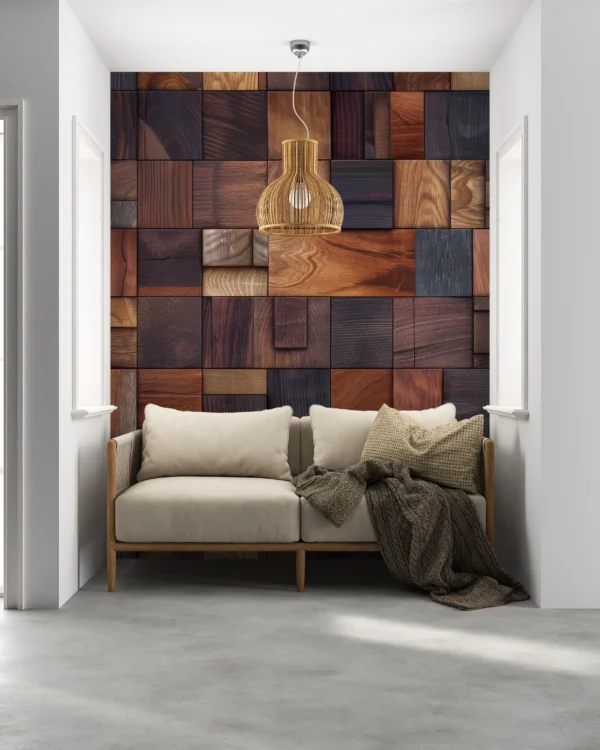 Papier Peint Mosaïque Bois Texturé Relief Naturel Chaleureux – Gallery